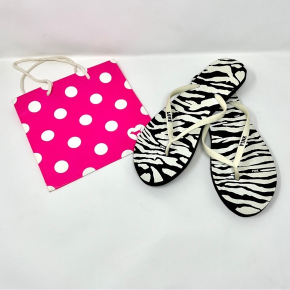 🔥VS PINK Zebra Flip Flop Sandals Size L - Picture 3 of 12